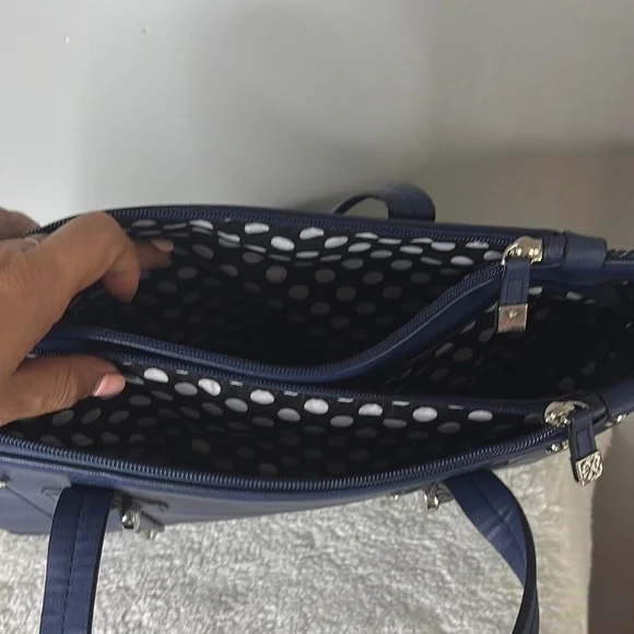 Christian Lacroix Navy and Cream Striped Tote - Picture 5 of 7